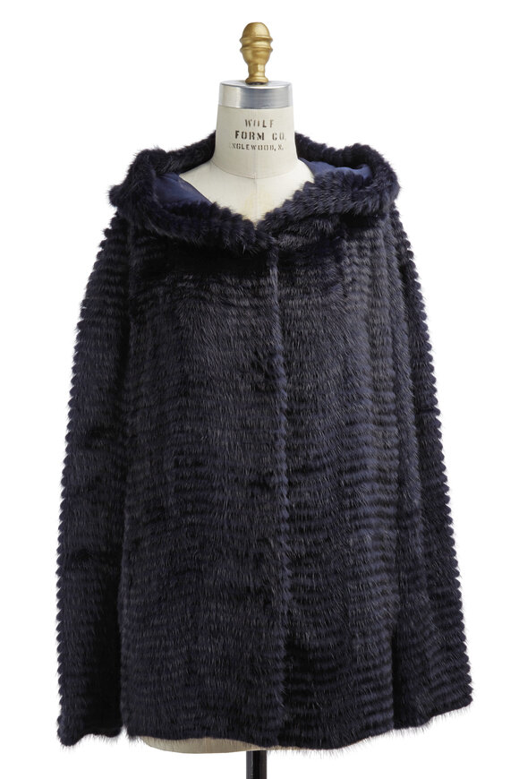 Oscar de la Renta Furs - Midnight Navy Mink Fur Strip Jacket