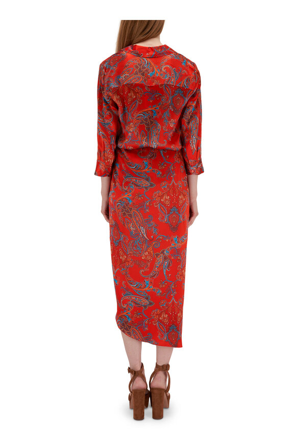 L'Agence - Dani Red Multi Printed Silk Blouse