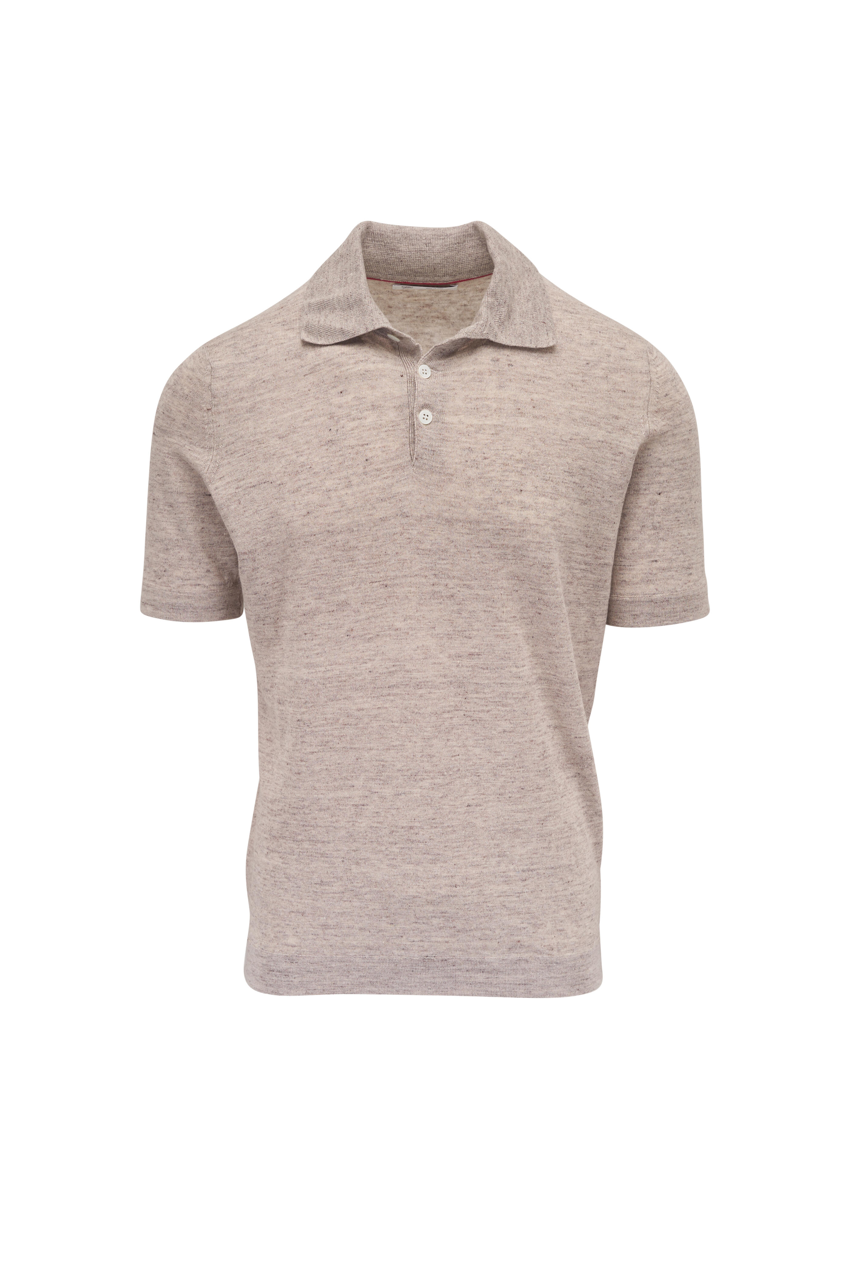 Brunello Cucinelli - Light Beige Linen & Cotton Polo Sweater
