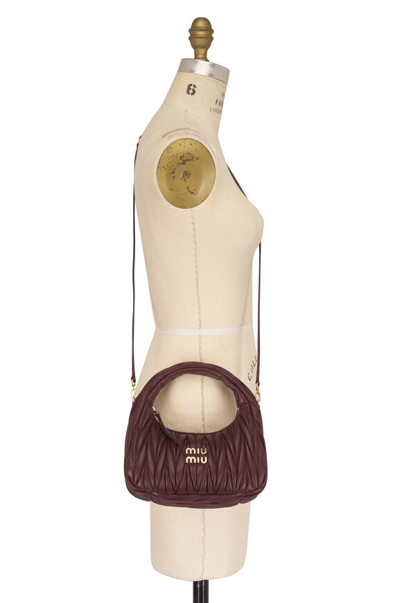 Miu Miu Small Wander Dark Red Quilted Crossbody - view 7