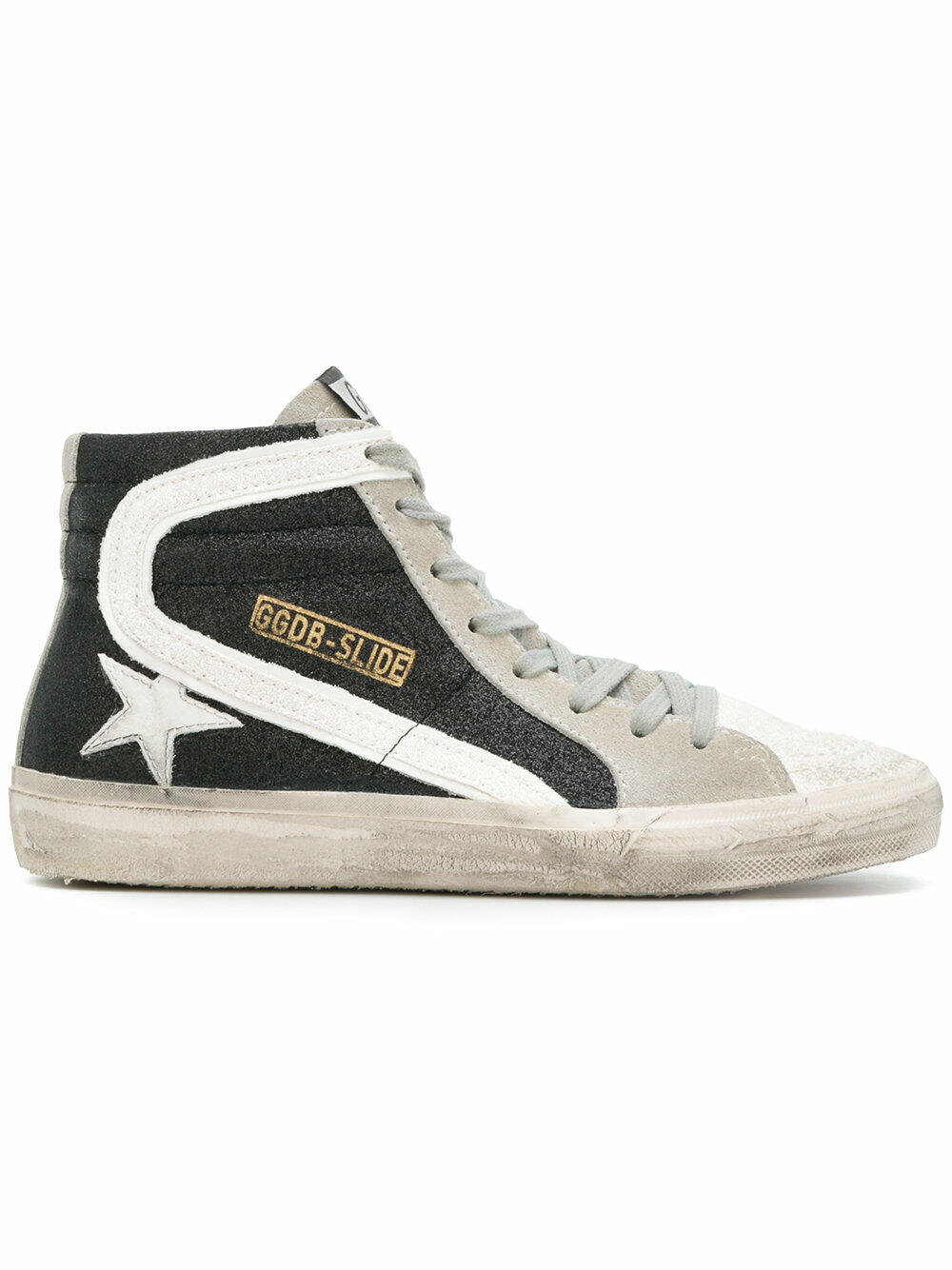 Golden Goose - Women's Black & White Glitter Slide Sneaker