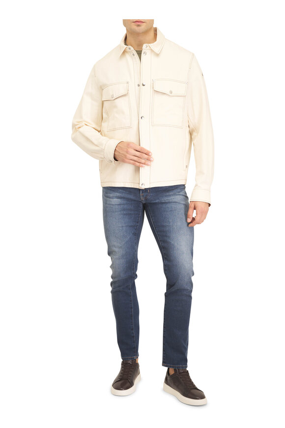 Moncler Watagua White Ivory Cotton & Linen Shirt Jacket - view 2