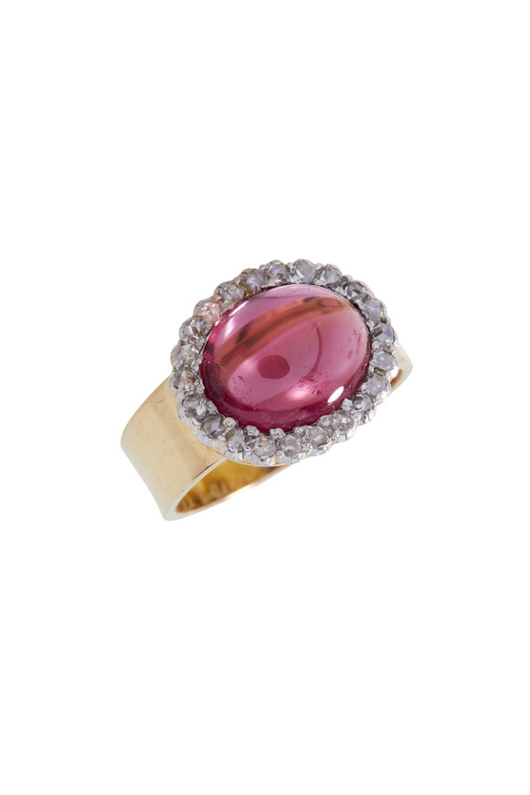 Renee Lewis Yellow Gold Diamond & Pink Tourmaline Ring