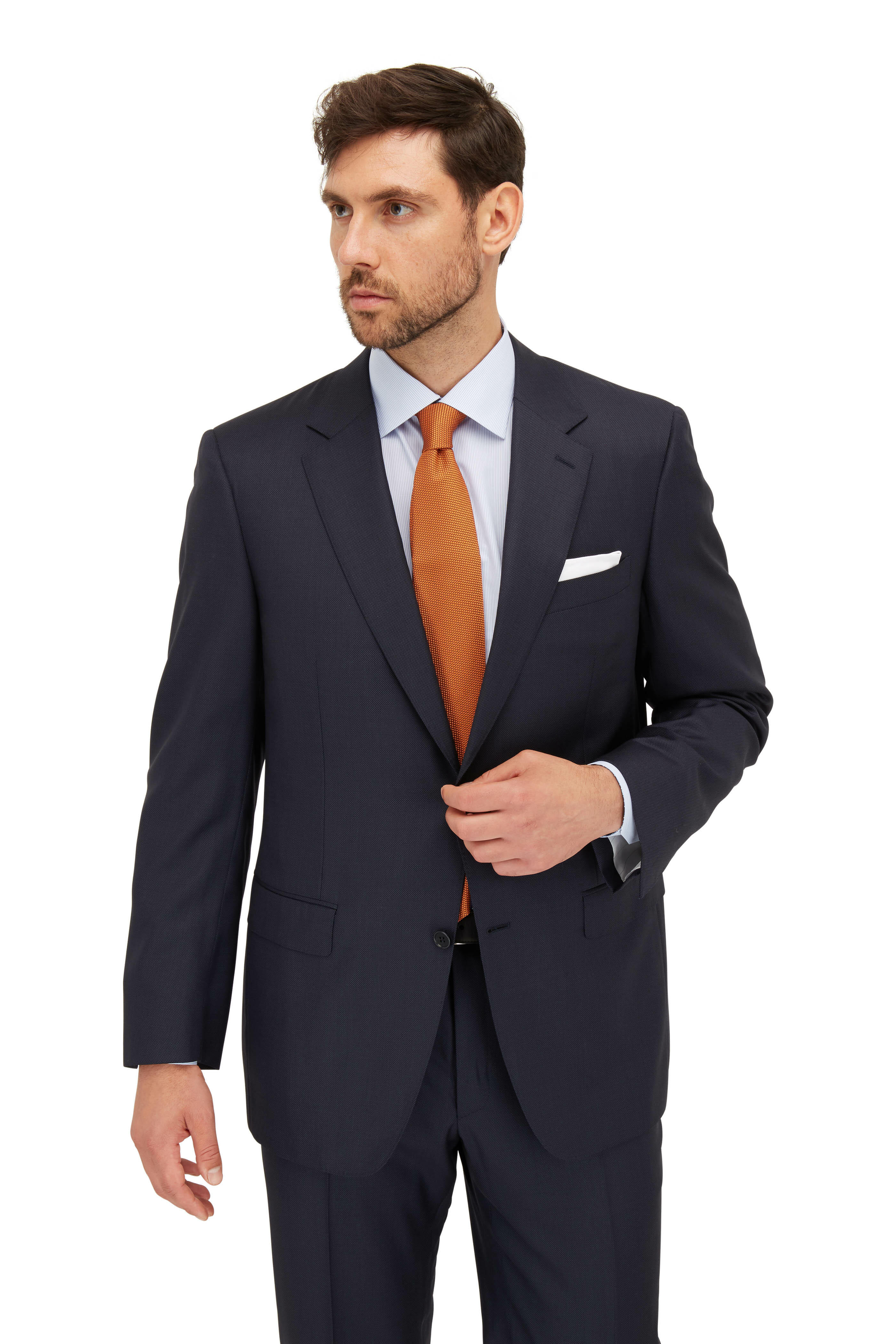 Canali - Navy Blue Birdseye Pattern Wool Suit | Mitchell Stores