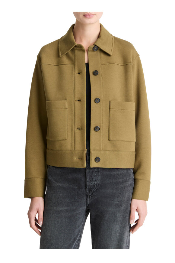 Vince Dark Olive Stone Double-Face Cropped Jacket - view 2