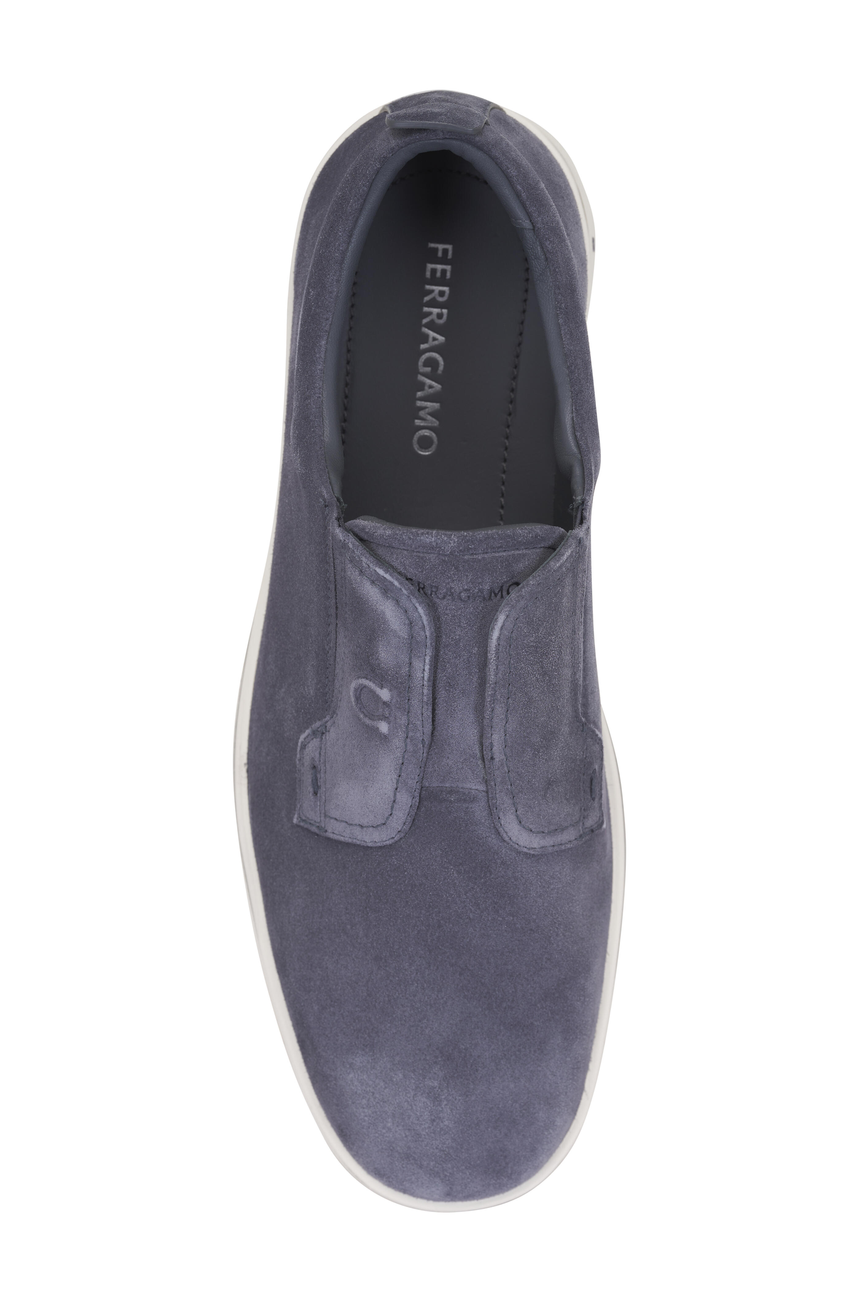 スニーカー FERRAGAMO FW25 ALFIE (02A000 0787042) Ferragamo - Alfie Navy Suede Slip-On Sneaker | Mitchell Stores
