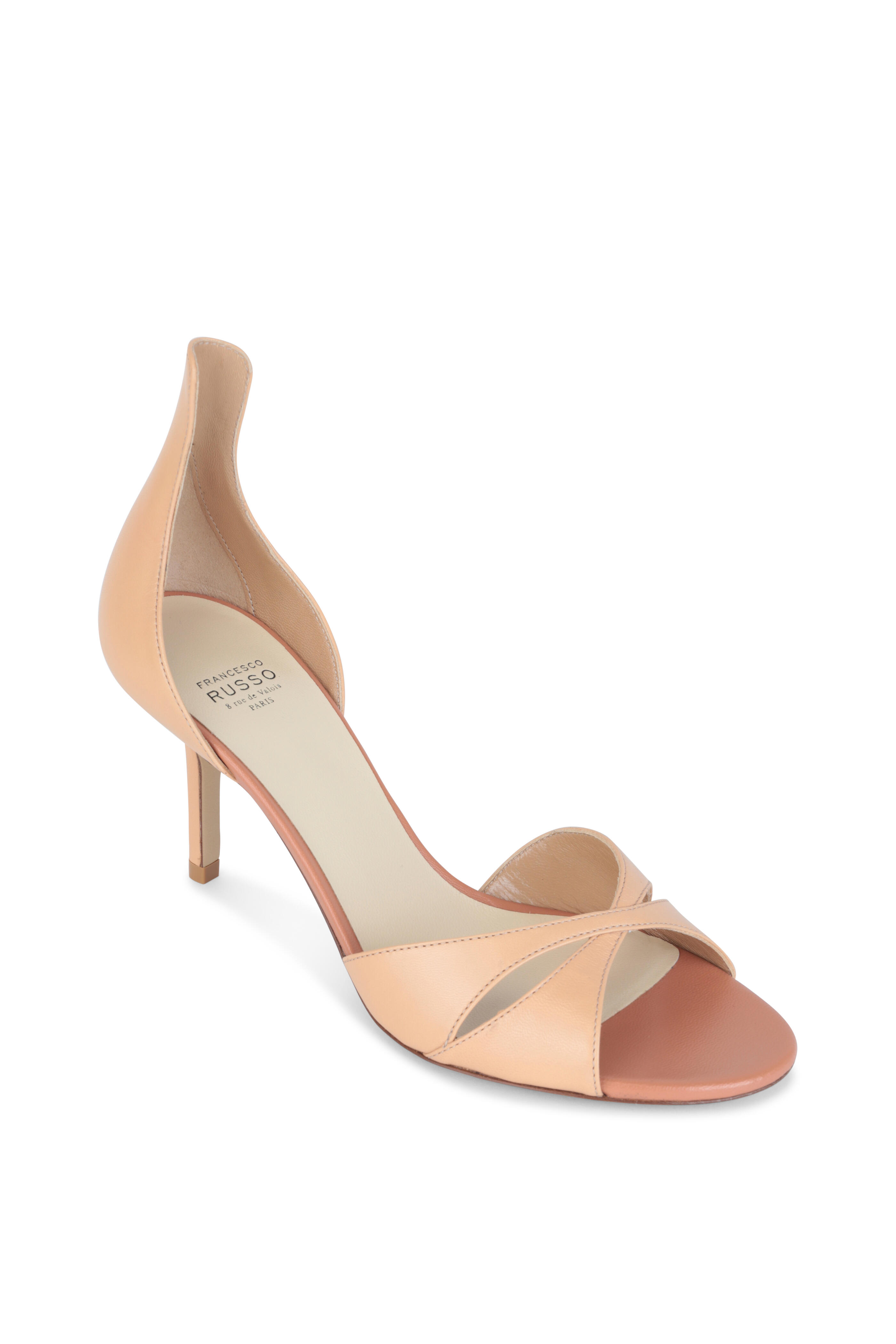 Francesco Russo - Nude Leather High Back Sandal, 75mm