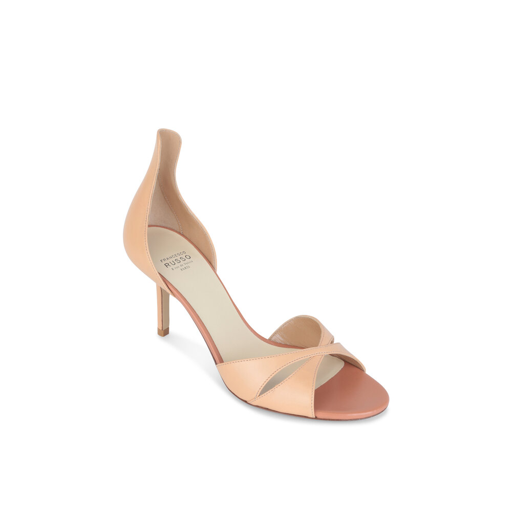 Francesco Russo - Nude Leather High Back Sandal, 75mm