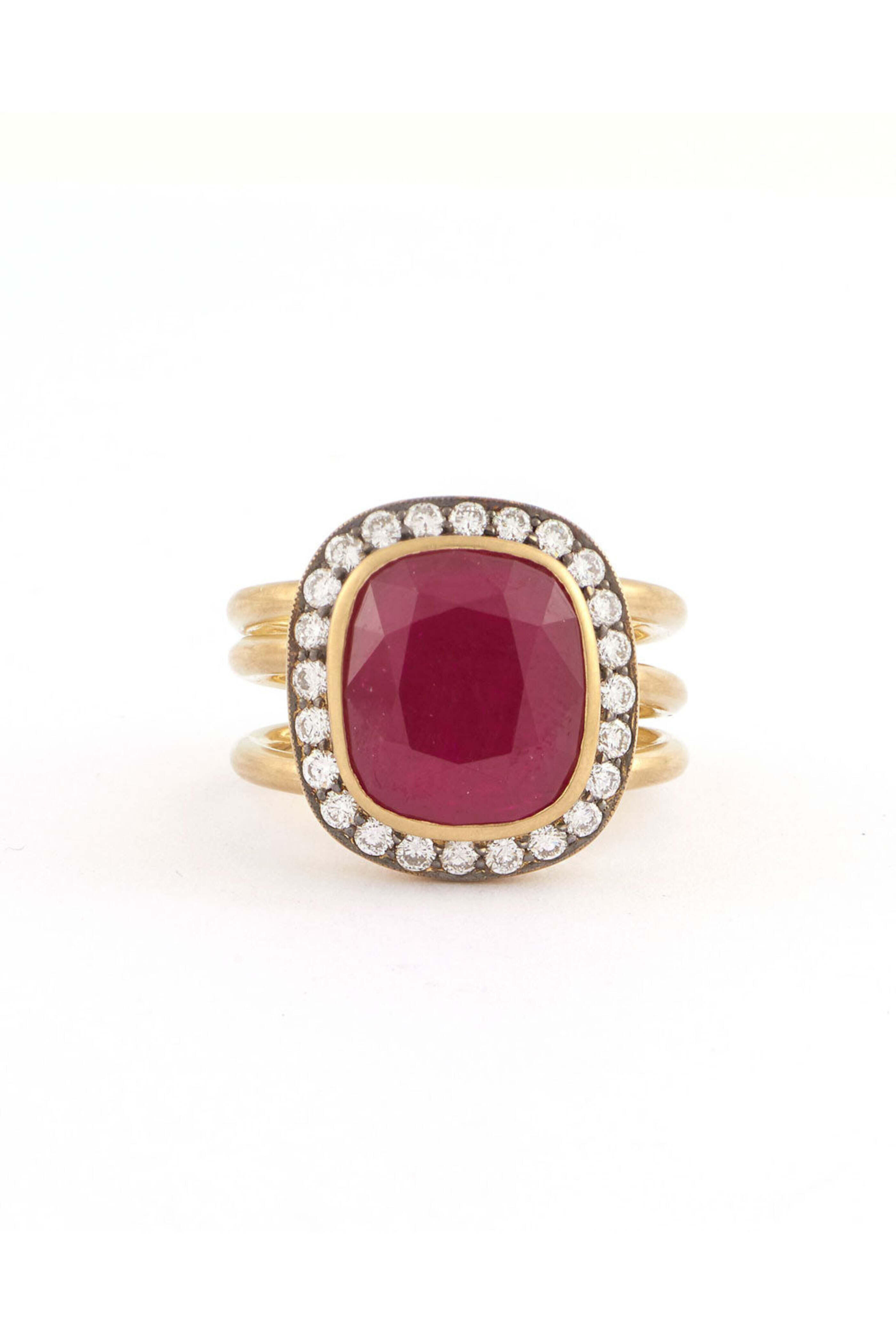 Sylva & Cie - Ruby and Diamond Spiral Ring