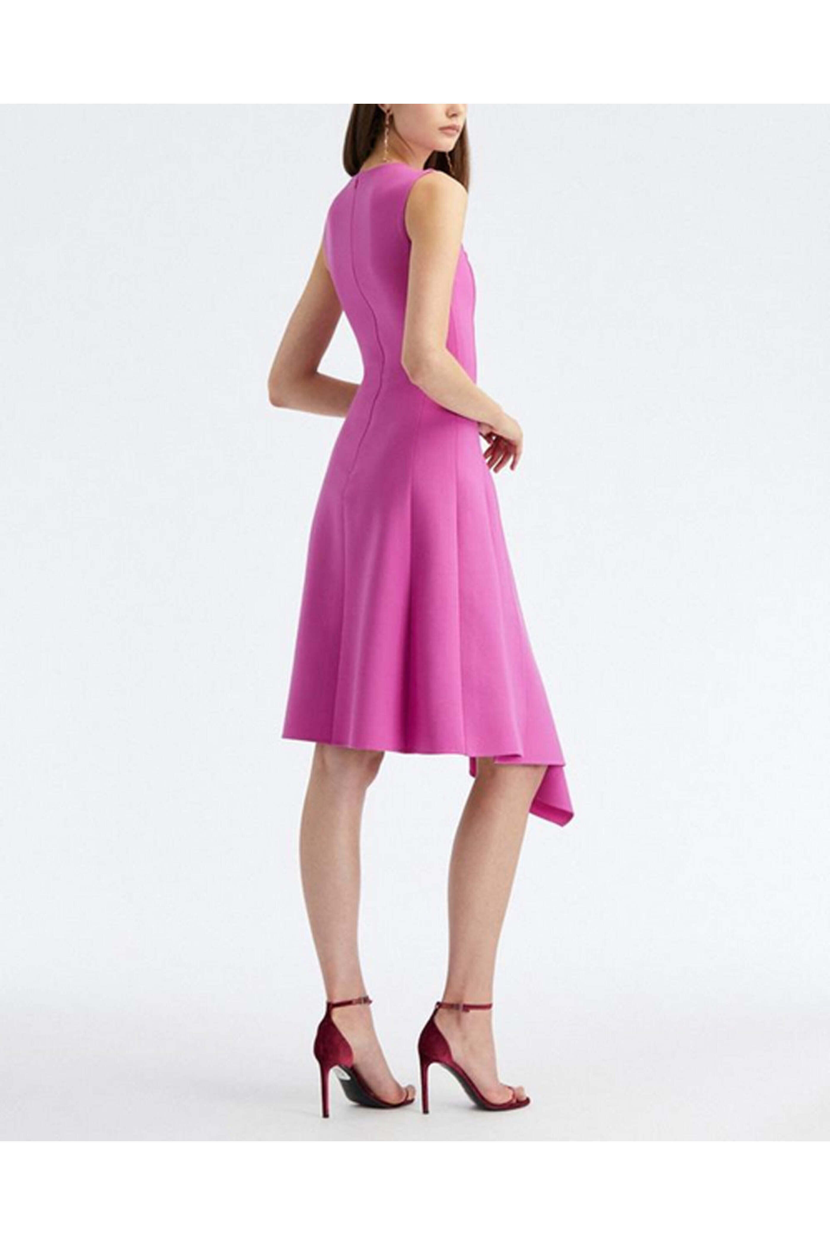 Oscar de la Renta - Orchid Sleeveless Drape Wool Dress