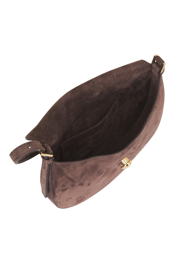 Savette Small Tondo Coffee Suede Hobo - view 5