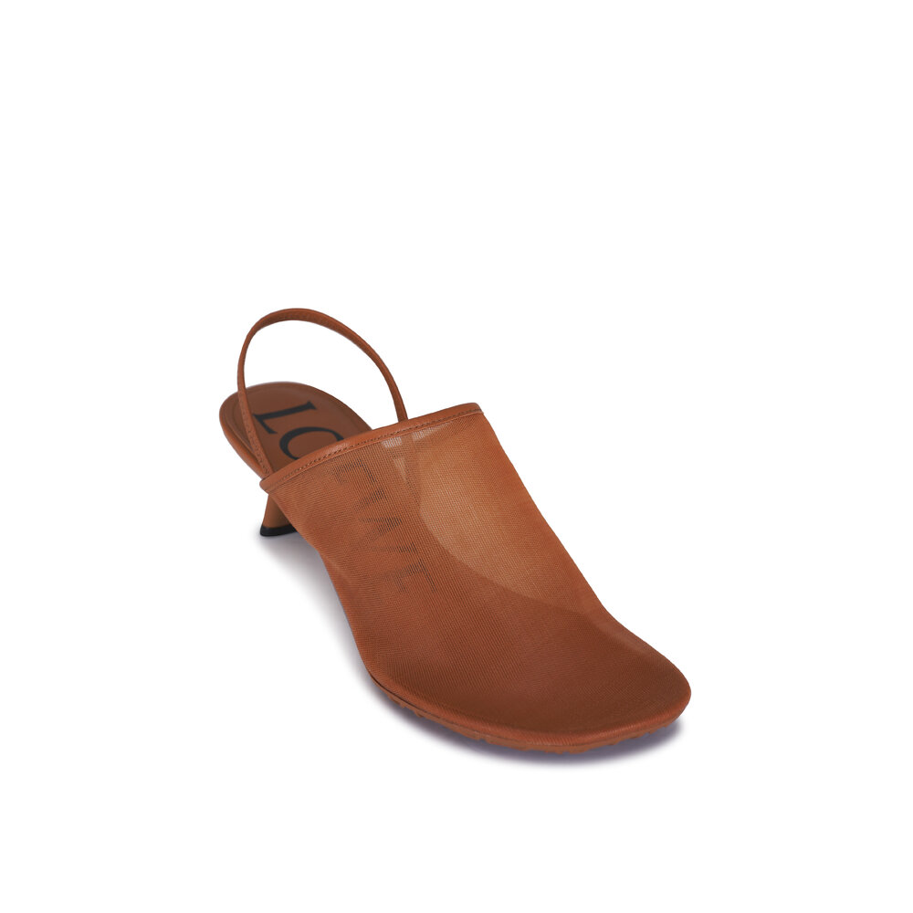 【LOEWE】PETAL MESH SLING-BACK MULE 45◆LLSP379X01 Petal slingback heel sandal in mesh Blue - LOEWE