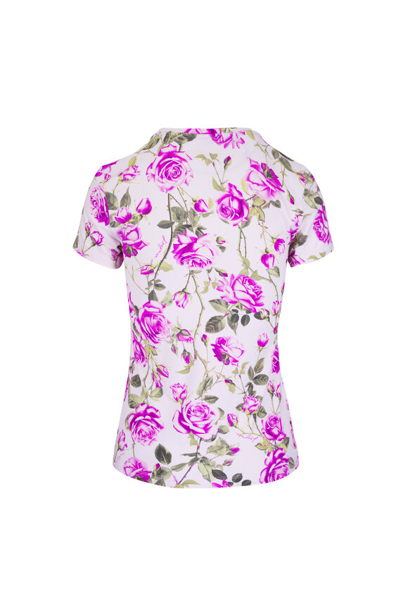 L'Agence Ressi Ecru & Purple Rose Print T-Shirt - view 2