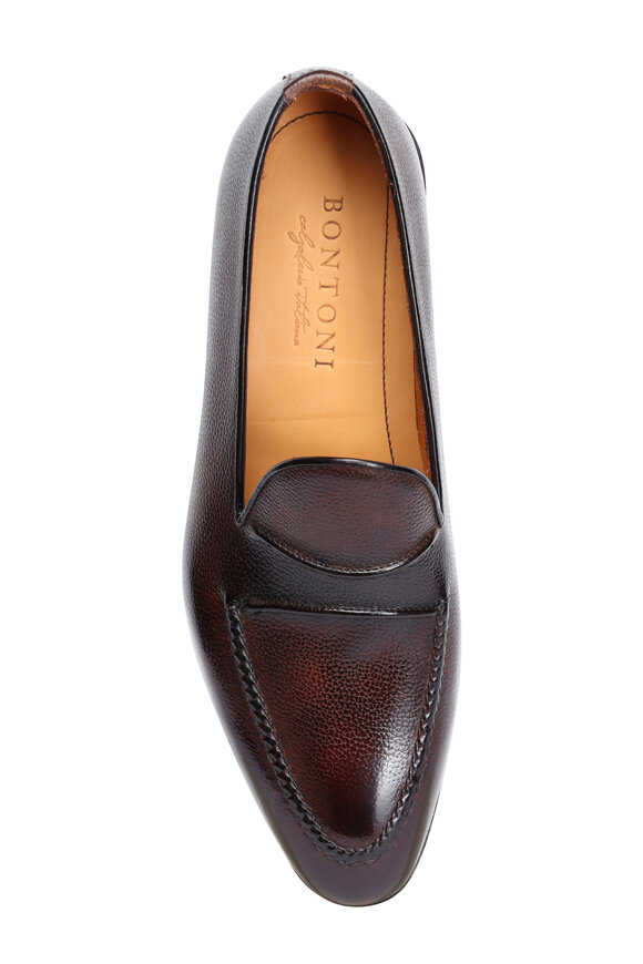 Bontoni Cortese Dark Chocolate Grain Leather Loafer - view 3