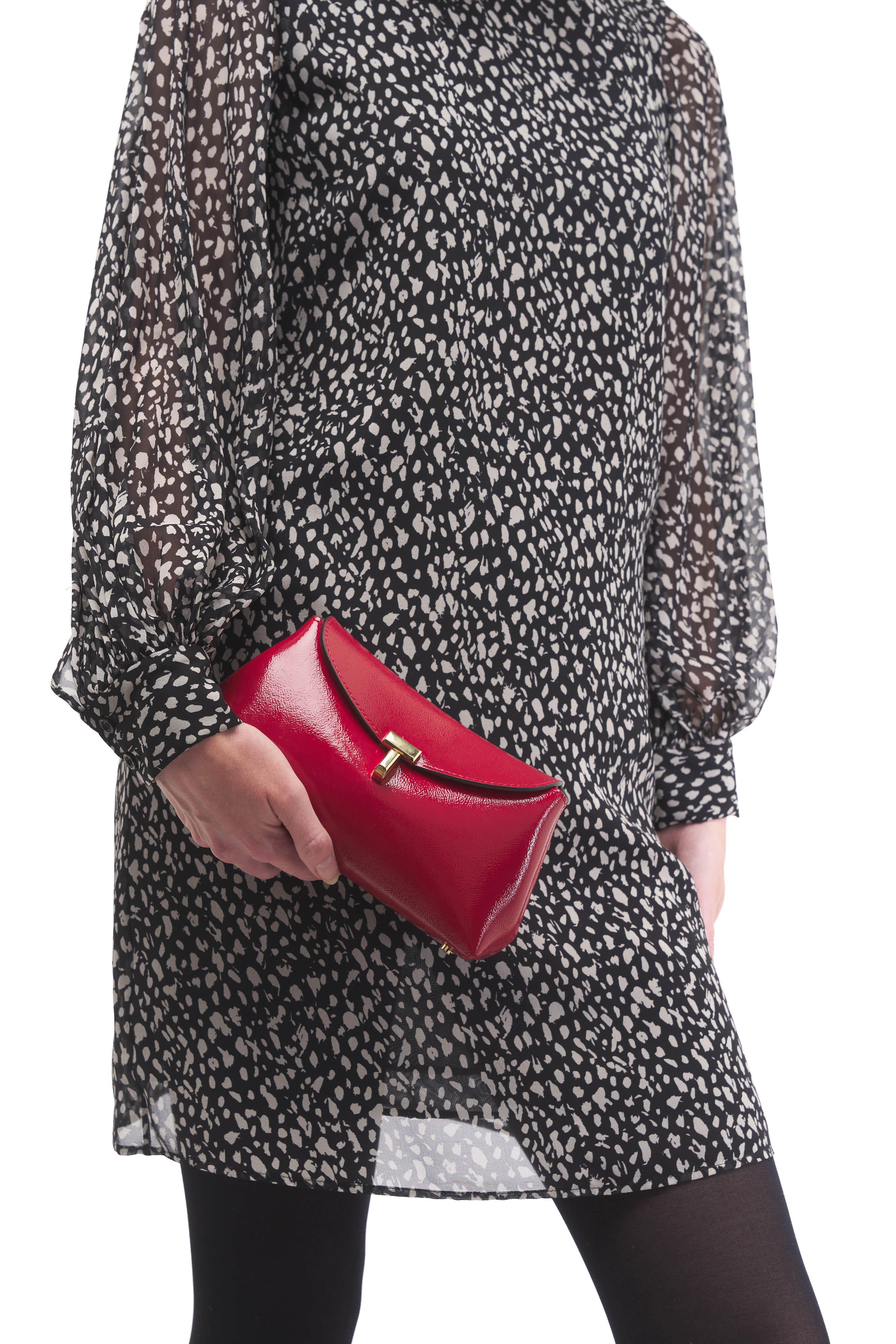 Totême - Mini T-Lock Naplack Red Leather Clutch