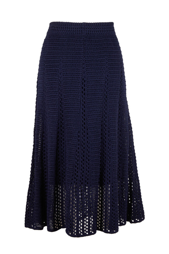 Vince - Navy Godet Crochet Skirt