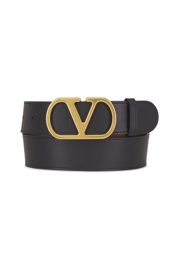 Valentino Garavani VLogo Black & Brown Leather Reversible Belt