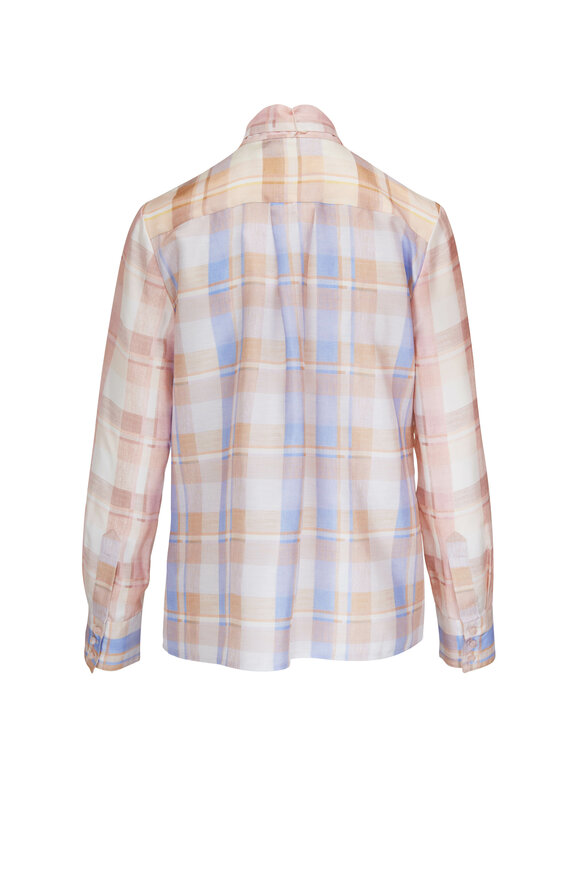 Zimmermann - Dancer Multi-Check Tie Neck Silk Shirt