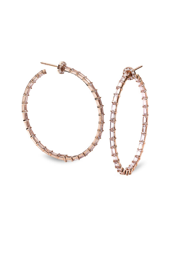 Nam Cho - Pink Gold & White Sapphire 2" Hoops