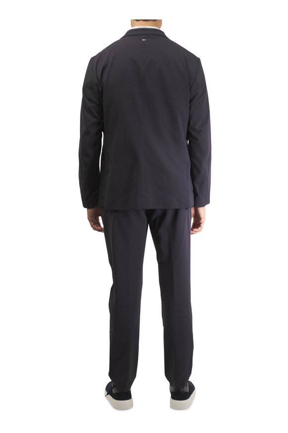 Herno Navy Seersucker Stretch Pant - view 4