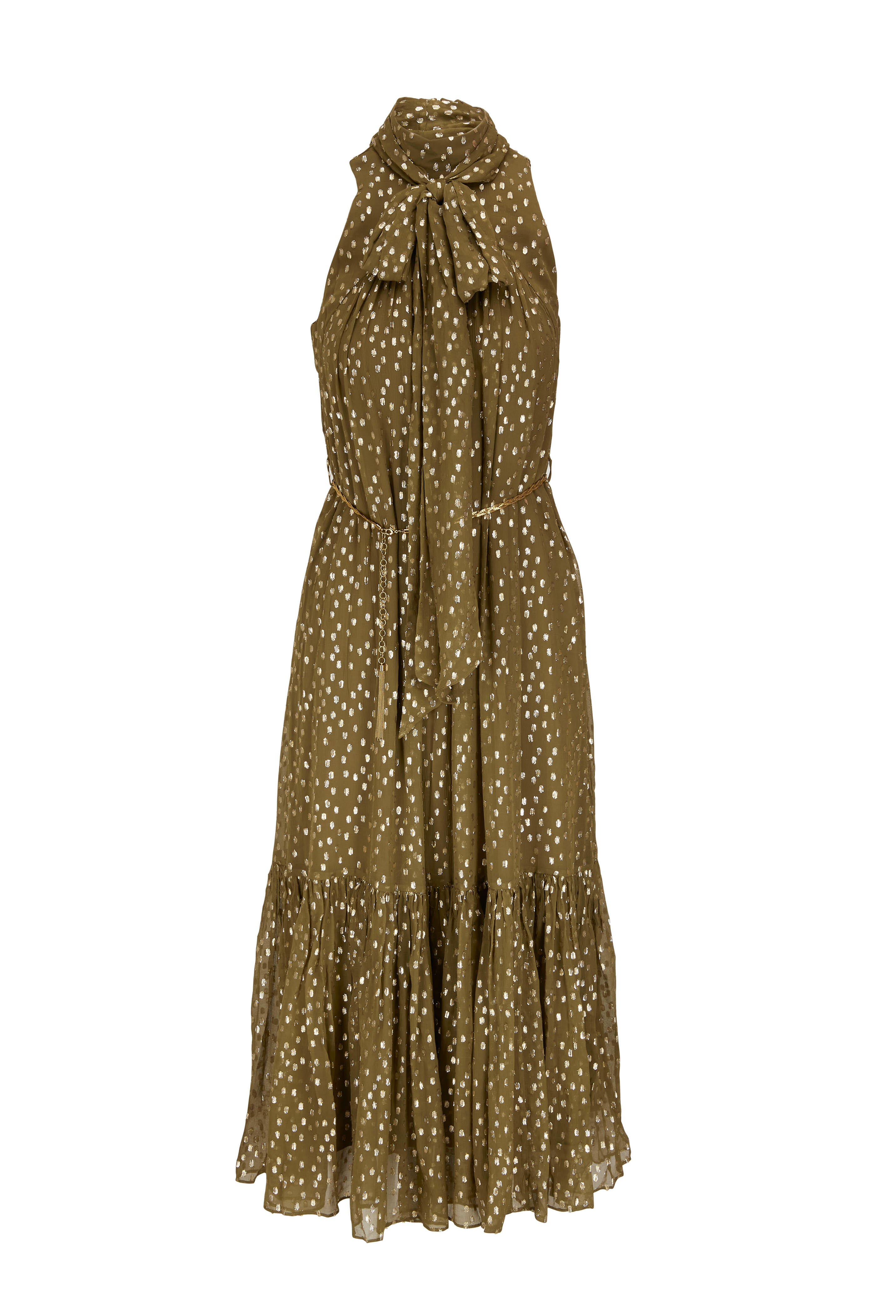 Zimmermann Dancer Khaki Silk Fil Coupé Midi Dress