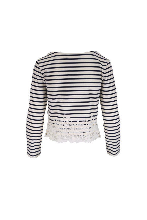 Veronica Beard Hovey Dove Stripe Lace Top - view 3