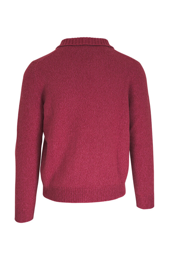 Fedeli - Rust Mélange Cashmere Quarter Zip Pullover