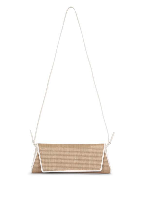 Akris Small Anouk Raffia & Leather Trapezoid Clutch
