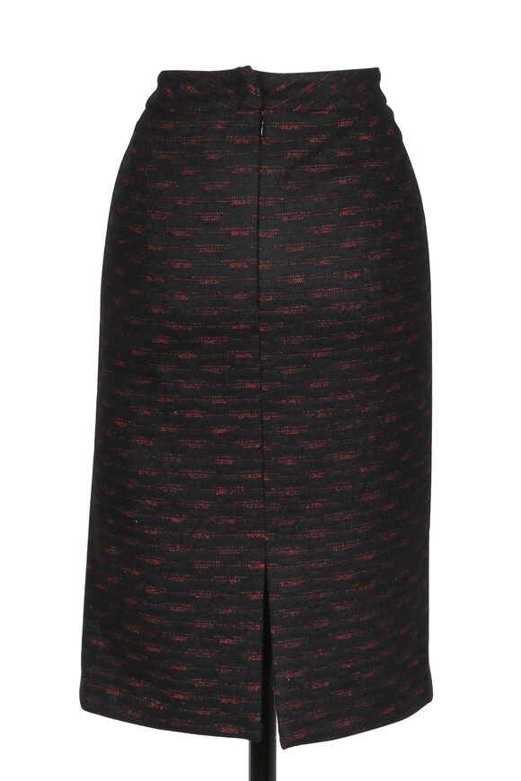 Kiton - Black & Red Wool Blend Pencil Skirt 