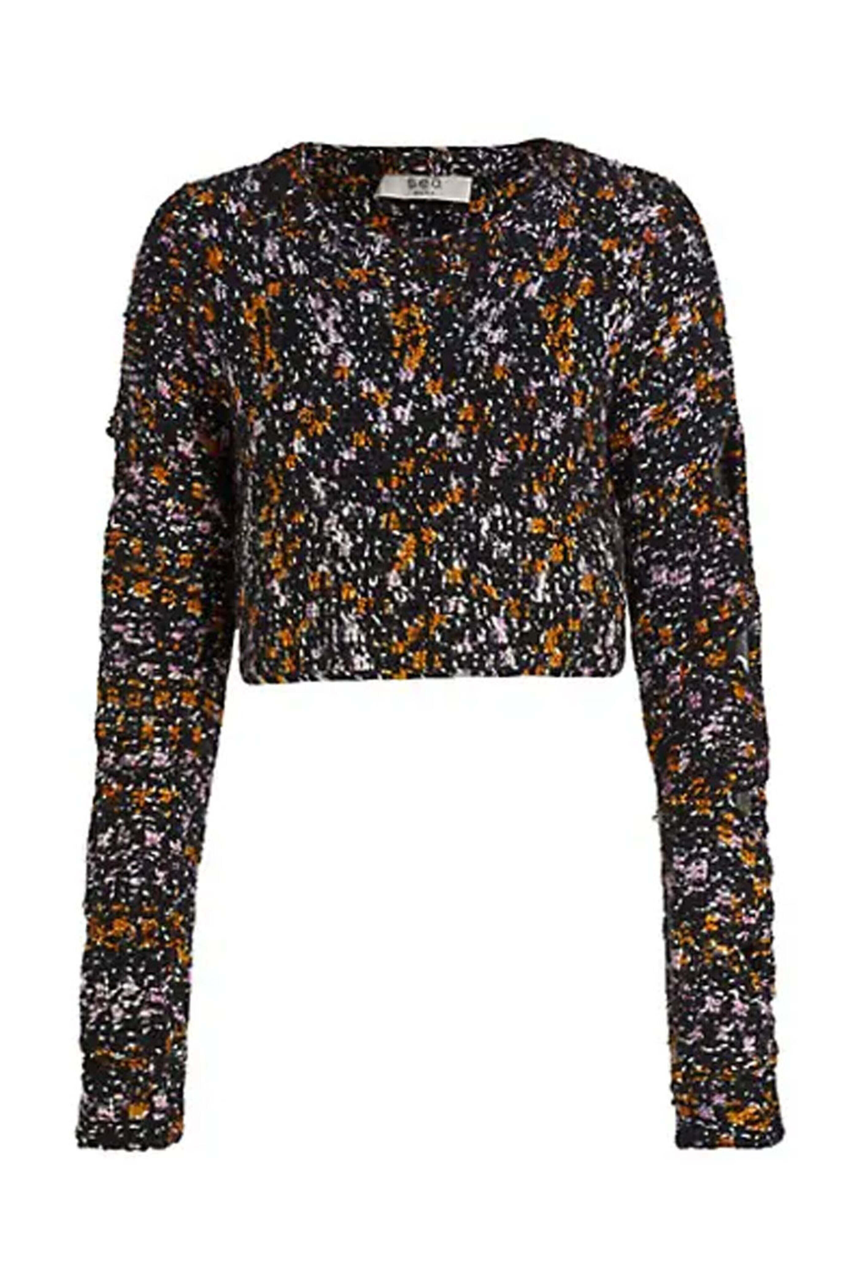 Sea NYC - Black Crochet Cut Out Sweater