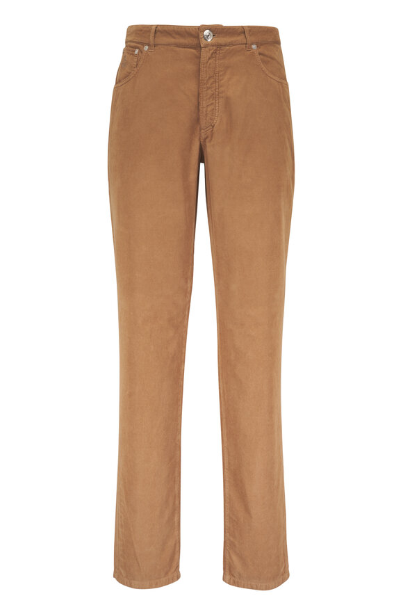 Brunello Cucinelli Camel Fine Wale Corduroy Five Pocket Pant - view 1