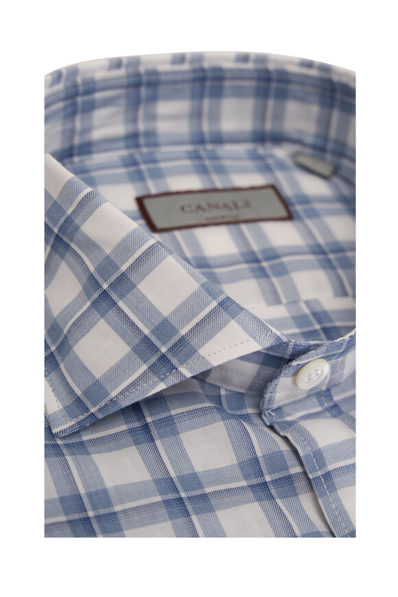 Canali - Light Blue & White Plaid Sportshirt 