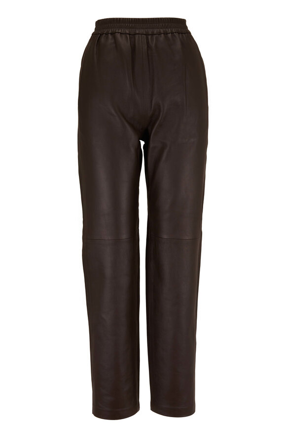 CO Collection - Brown Leather Straight Leg Jogger Pant