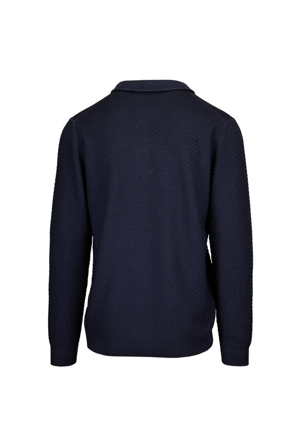 Maurizio Baldassari Dark Denim Chevron Quarter Zip - view 2