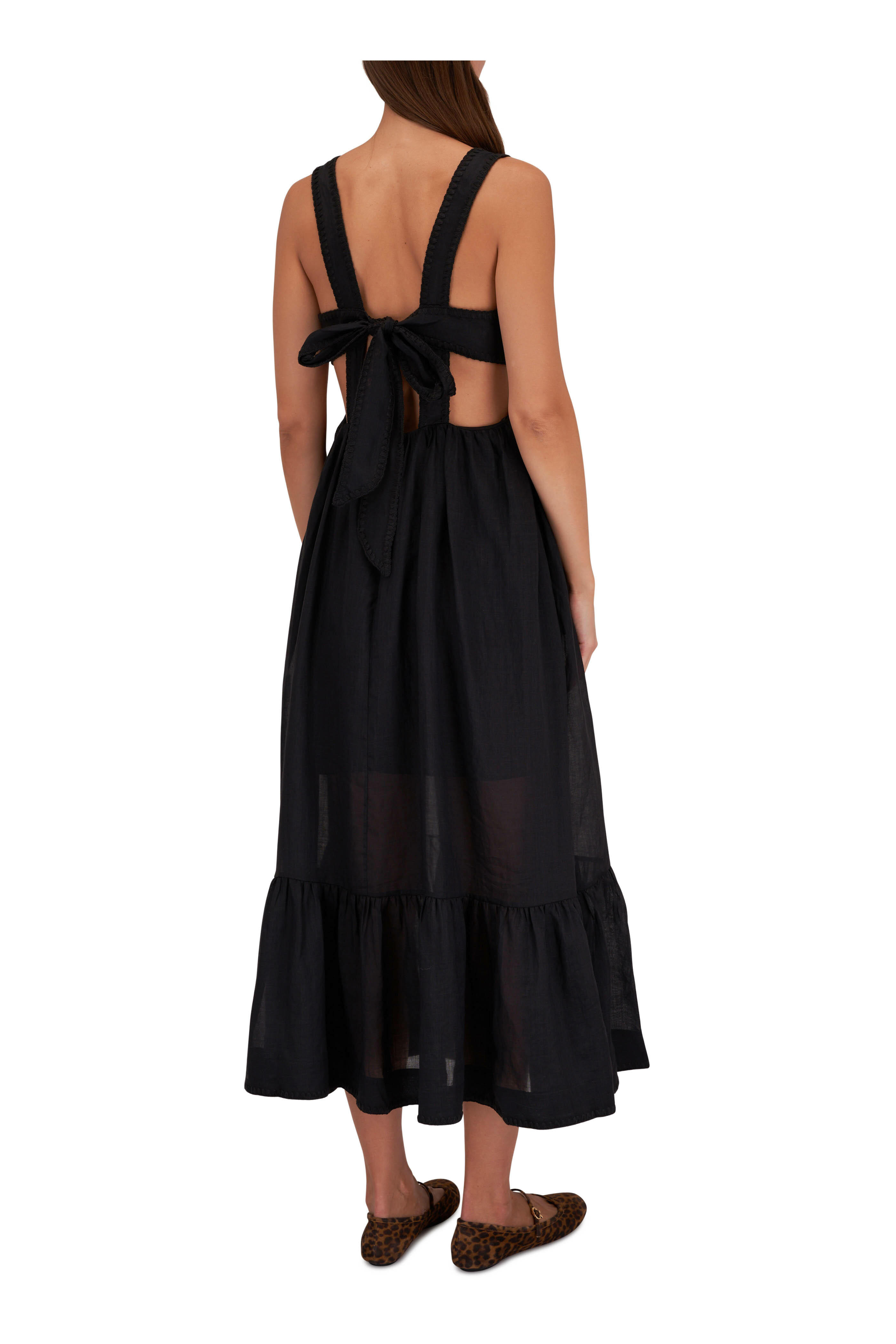 Zimmermann - Chintz Black Tiered Midi Dress | Mitchell Stores