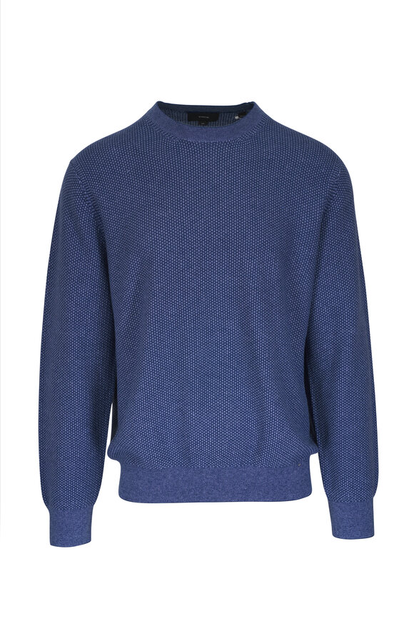 Vince Beluga Blue Geo-Jacquard Crewneck Sweater