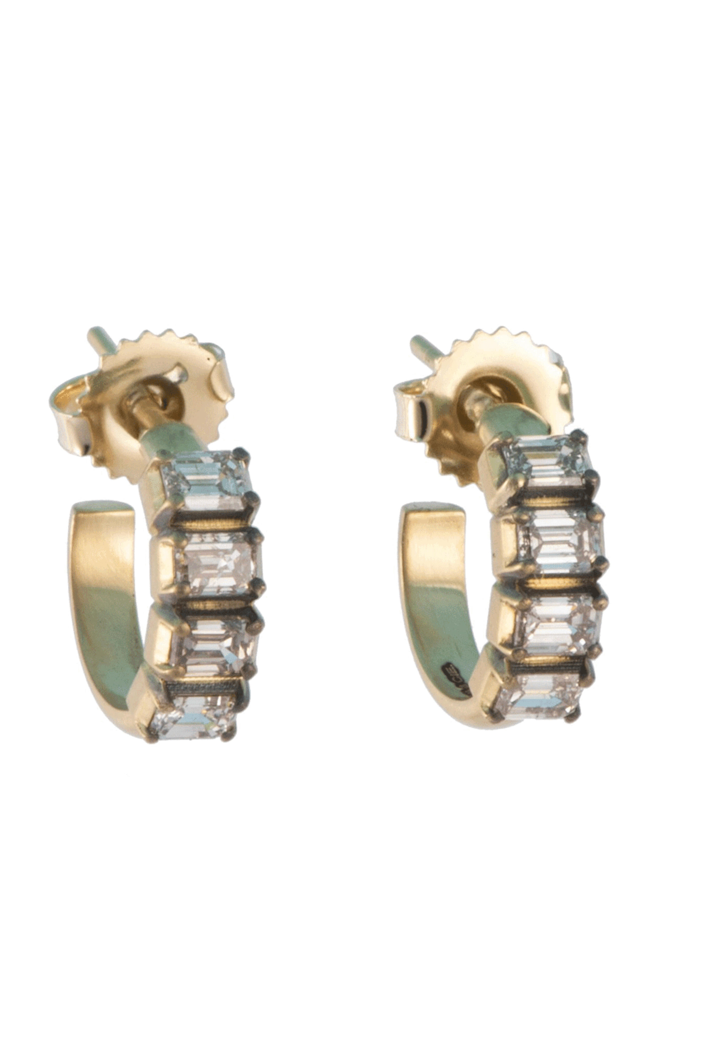 Sylva & Cie - Emerald Cut Diamond Mini Hoops