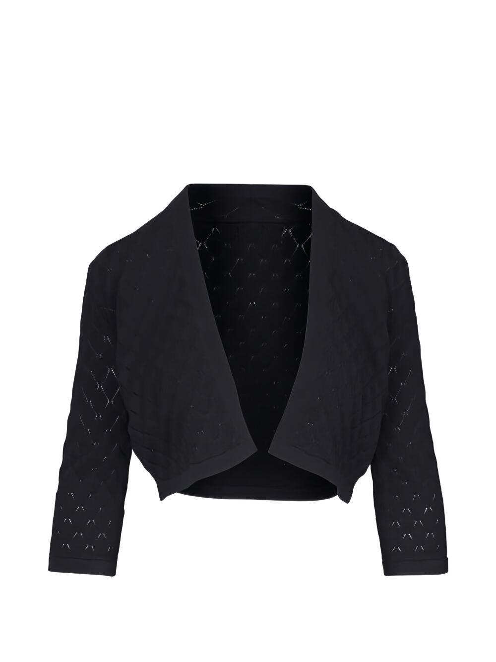 Lela Rose - Black Pointelle Knit Bolero