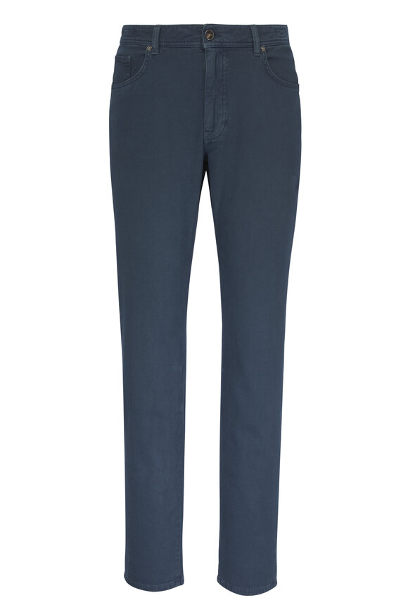 Barmas Dean Blue Cotton Twill Five Pocket Pant - view 1