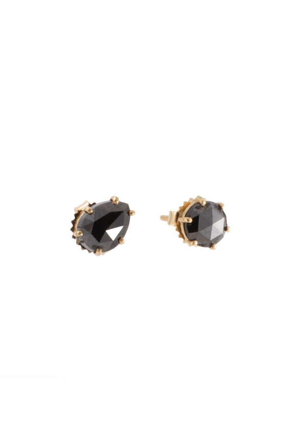 Sylva & Cie Black Diamond Mixed Cut Stud Earrings