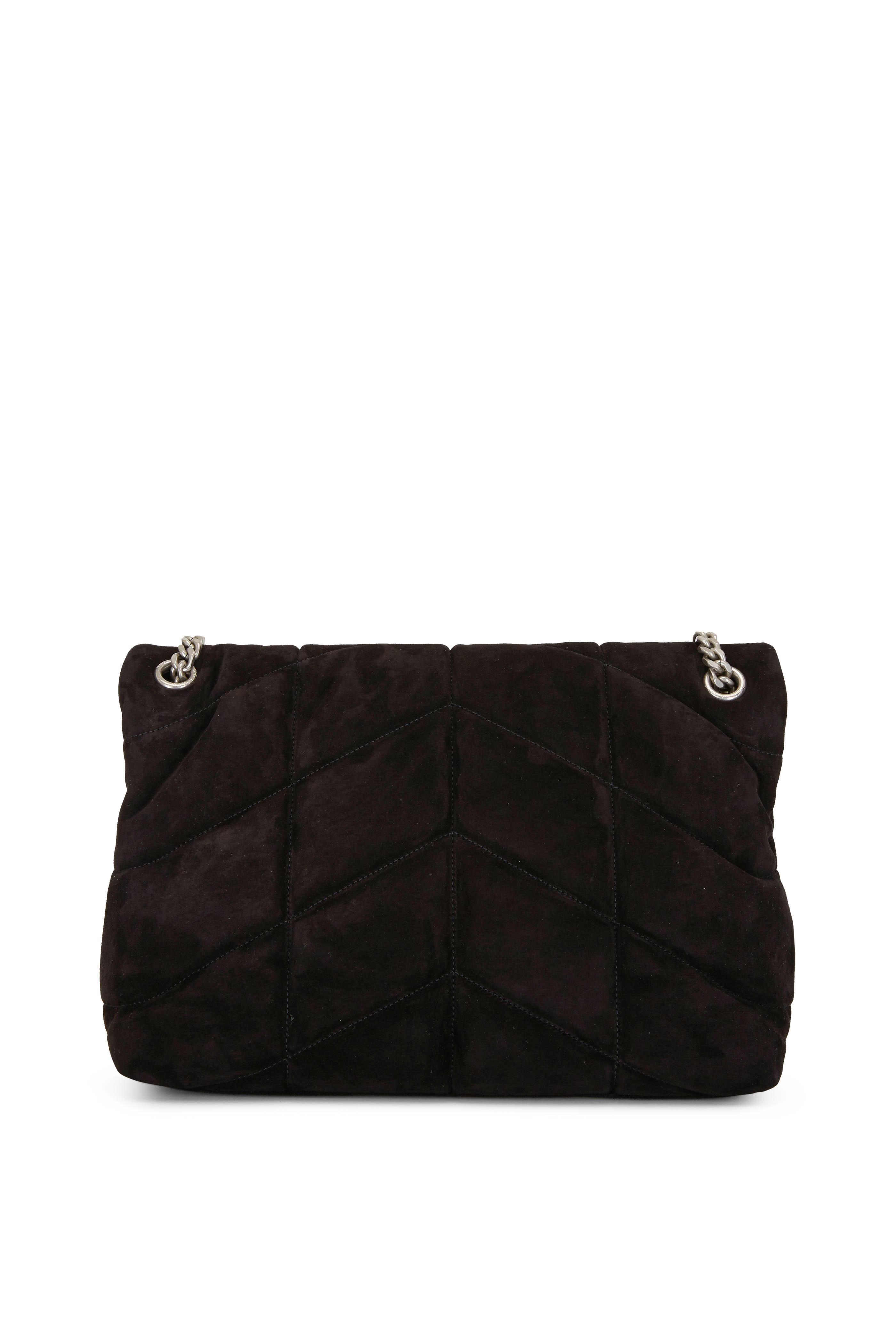 Saint Laurent - Loulou Black Quilted Suede Puffer Bag
