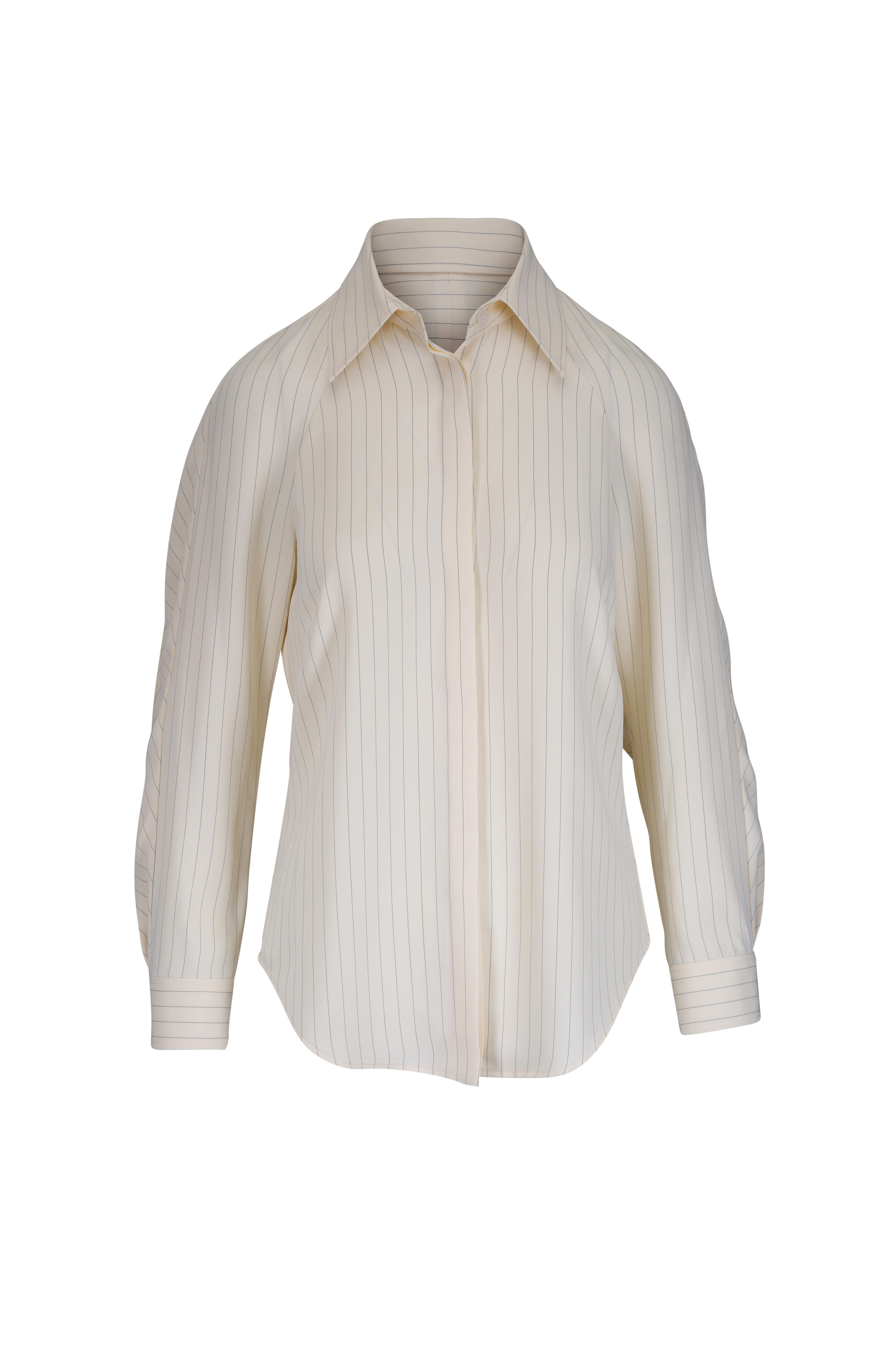 KZ_K Studio - Line K Chalk Pinstripe Tech Crepe Blouse