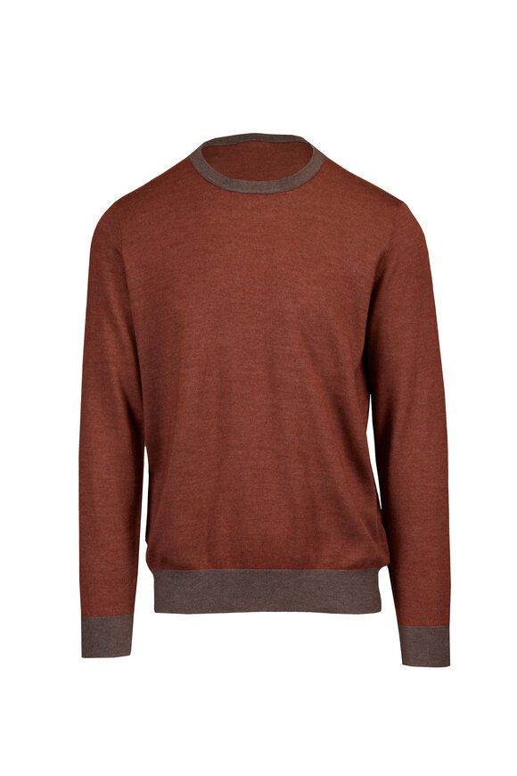 Cesare Attolini Burnt Orange Crewneck Sweater - view 1
