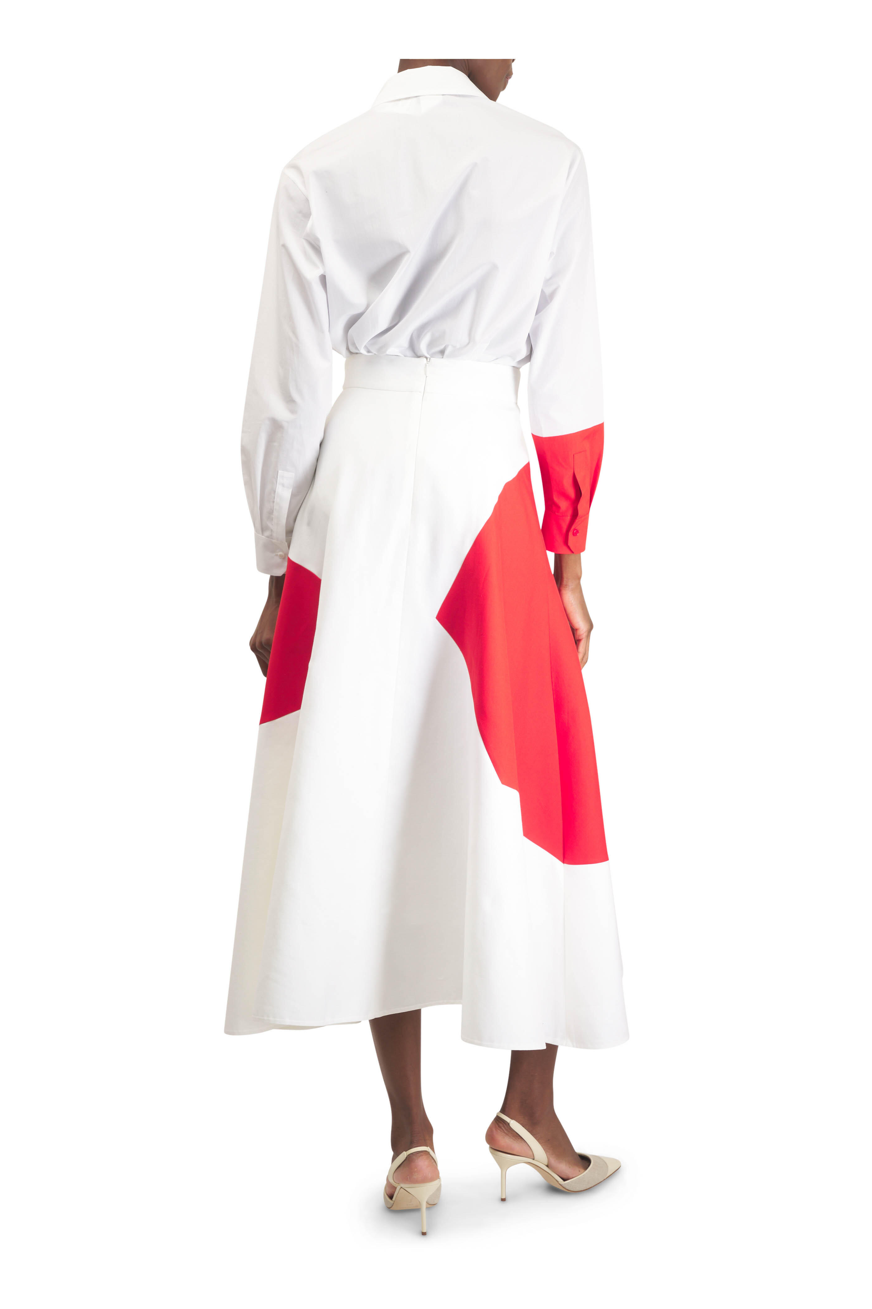 Akris - Polygon Ecru & Vermillion Cotton Button Up Shirt