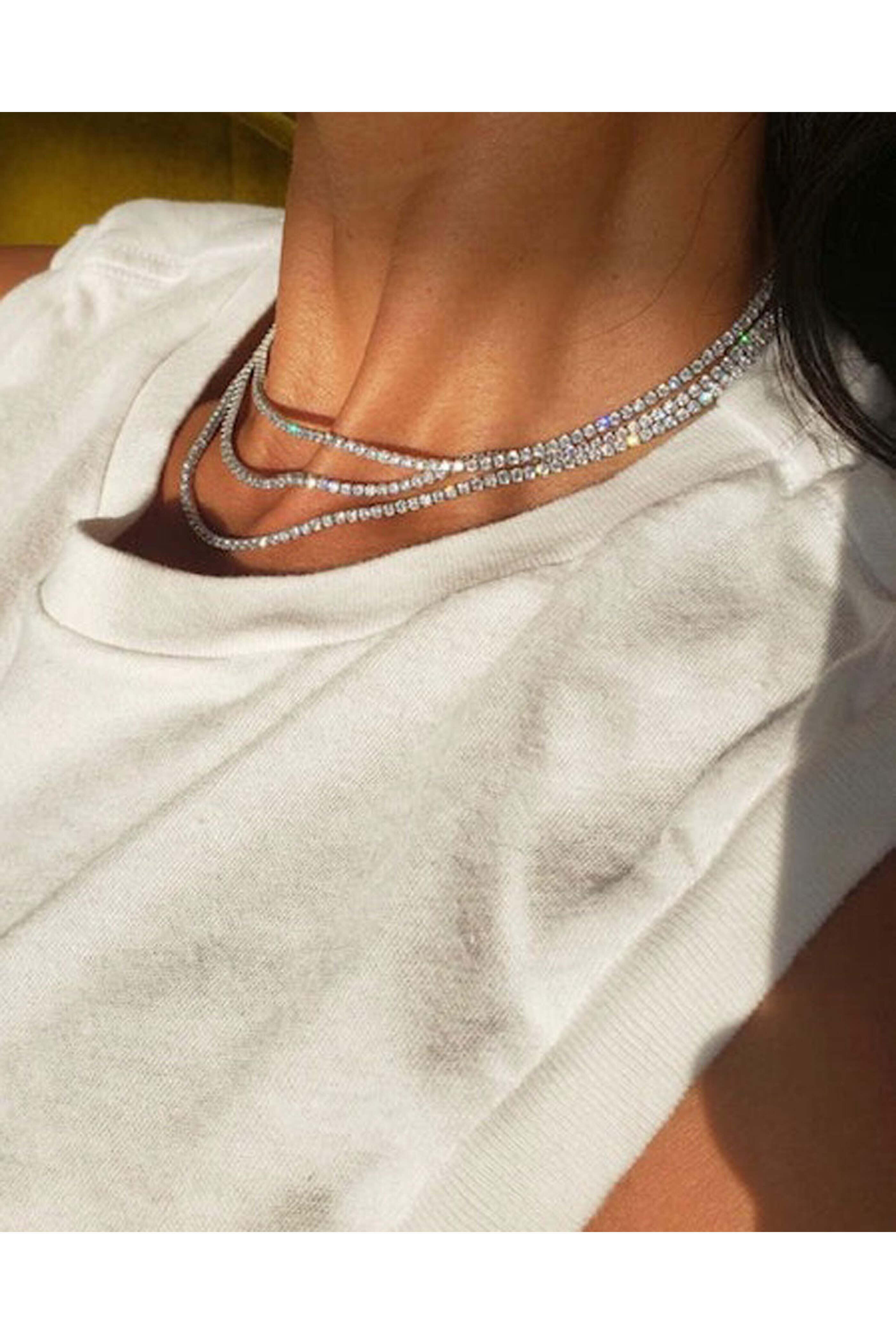 Nickho Rey - White Rhodium Tish Crystal Tennis Necklace