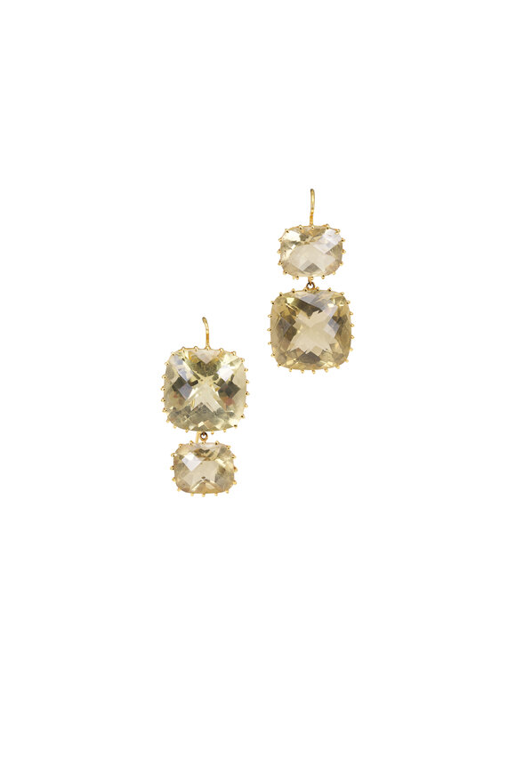 Renee Lewis 18k Yellow Gold Lime Topaz Earrings
