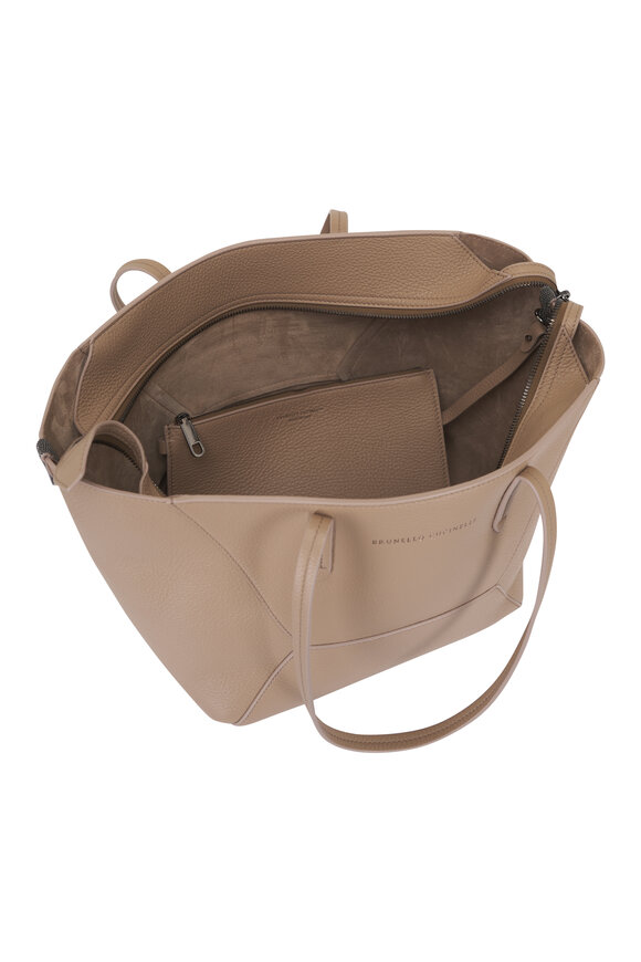 Brunello Cucinelli Small Duo Soft Leather Antelope Tan Tote Bag - view 6