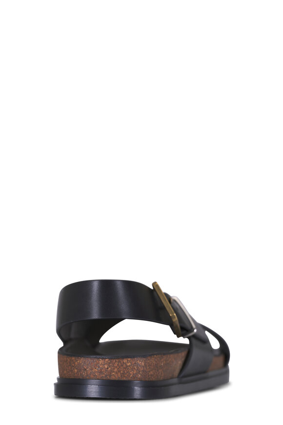 The Row Buckle Black Leather Flat Sandal - view 3