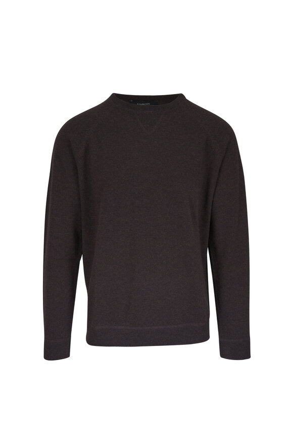 Kinross Coffee Cashmere Coverstitch Sweater - view 1