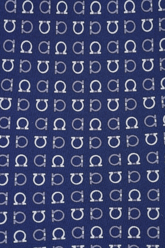 Ferragamo Navy Gancini Print Silk Necktie - view 2